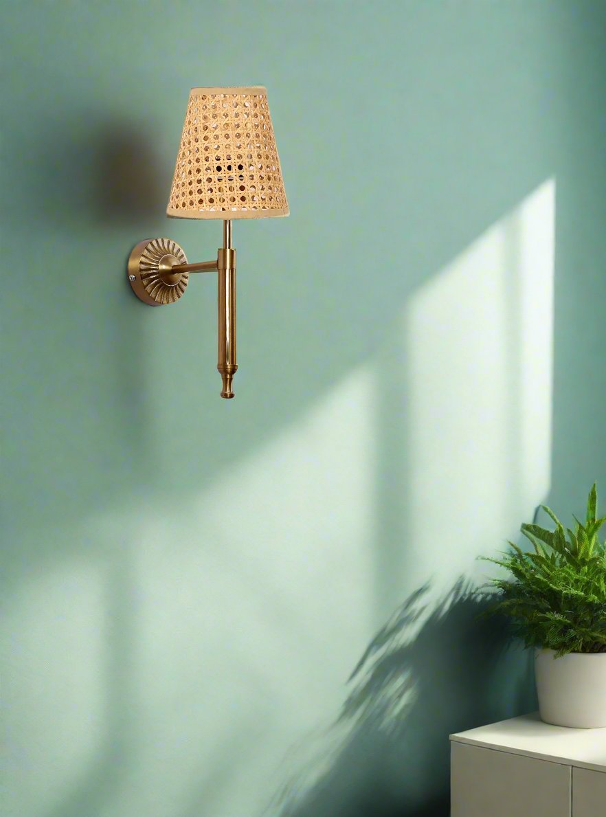 Cane Wall Lamp For Living Room | Bamboo Wall Scone - Jalsa