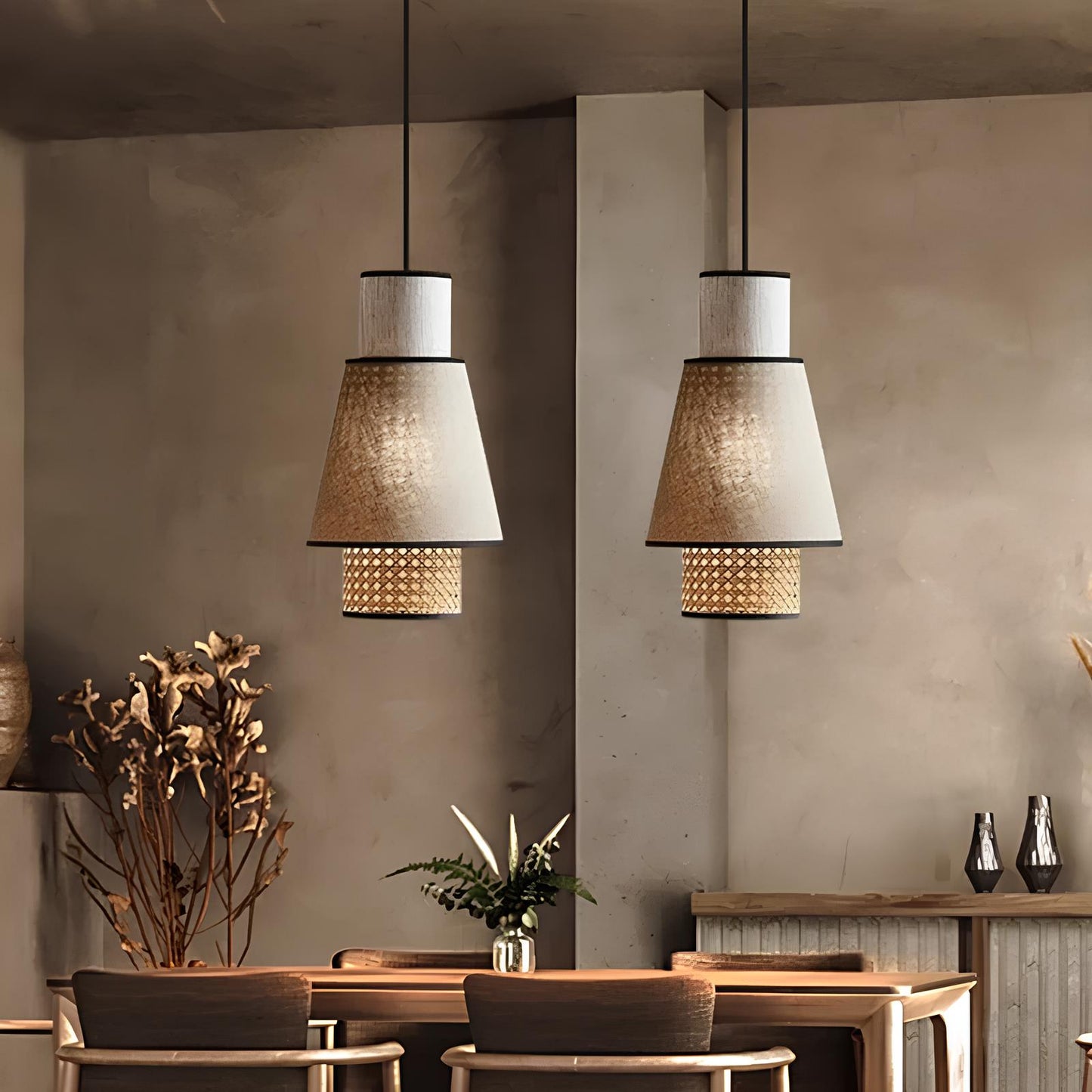 Rattan Hanging lamp for Living Room | Cane Pendant light | Wicker ceiling light - Astara