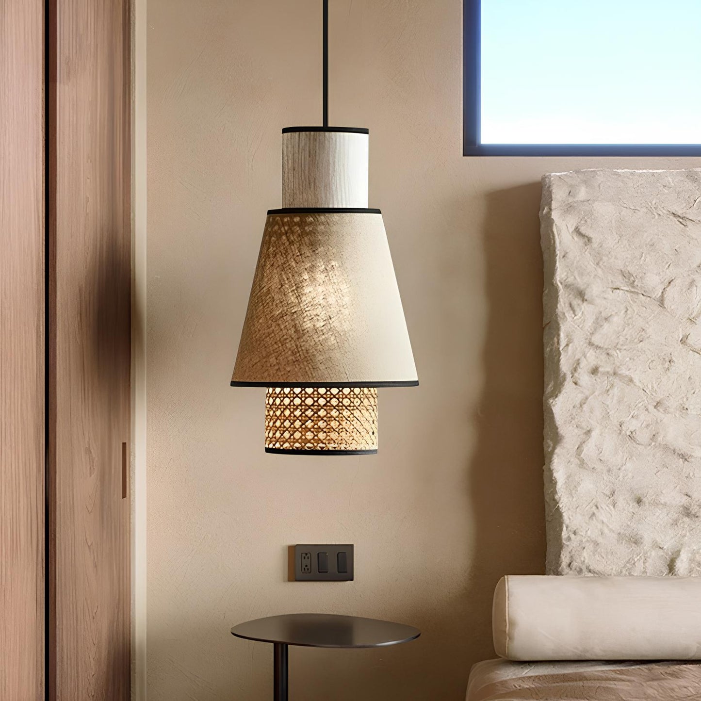 Rattan Hanging lamp for Living Room | Cane Pendant light | Wicker ceiling light - Astara