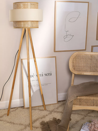 Rattan Floor Lamp | Bamboo Floor Lamp | Cane Floor Lamp - Lavanya