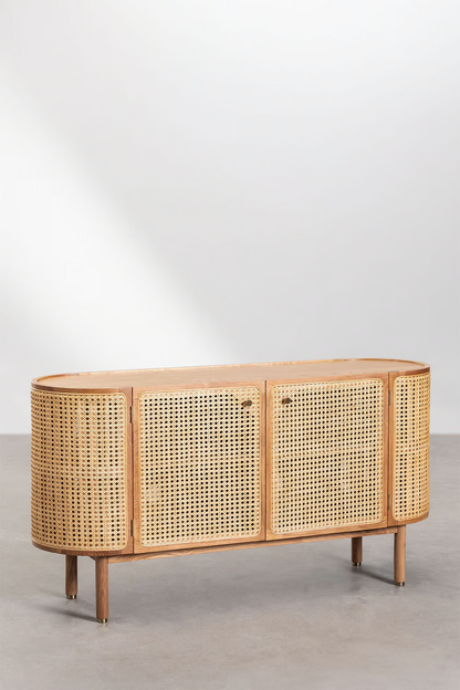 Rattan and Wood Sideboard  | Wooden Cabinet - Aashna