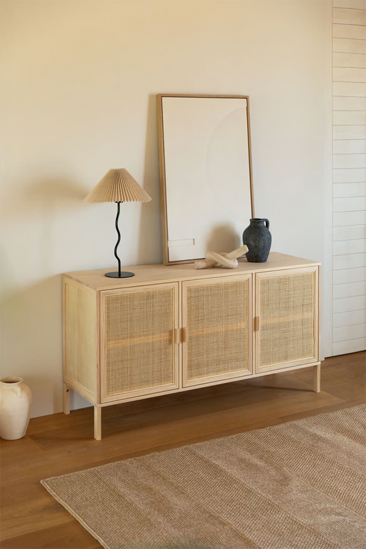 Rattan & Wood Sideboard  | Wooden Cabinet -Arjita - Akway