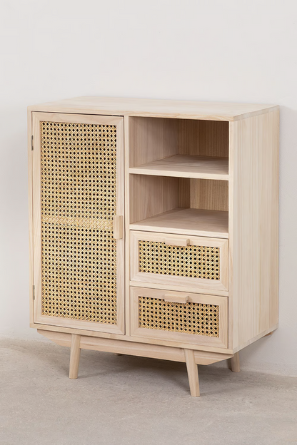 Rattan & Wooden Sideboard with Drawers | Wooden Cabinet -Anaisha