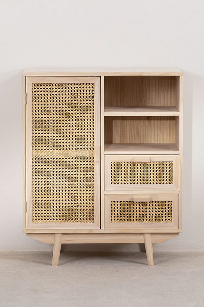 Rattan & Wooden Sideboard with Drawers | Wooden Cabinet -Anaisha