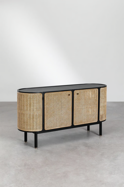 Rattan and Wood Sideboard  | Wooden Cabinet - Anvi - Akway