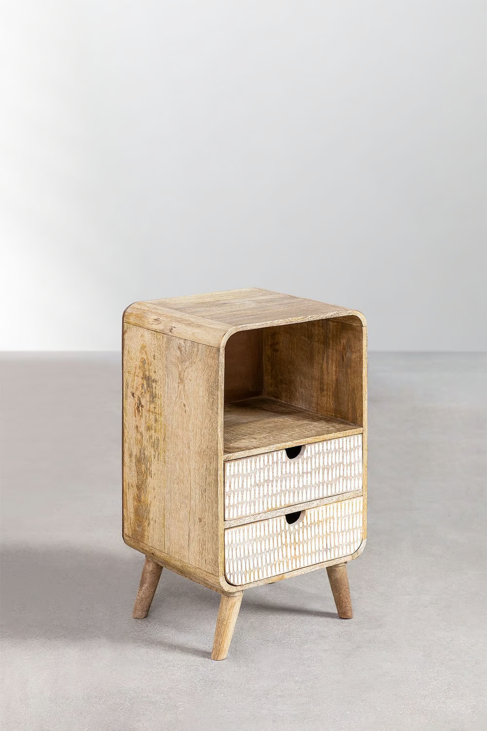 Mango wood bedside table with storage | Wooden Bedside Table -Aasmi - Akway