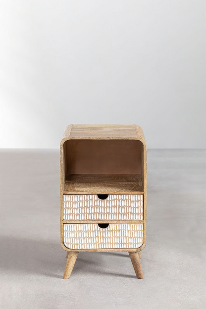 Mango wood bedside table with storage | Wooden Bedside Table -Aasmi - Akway