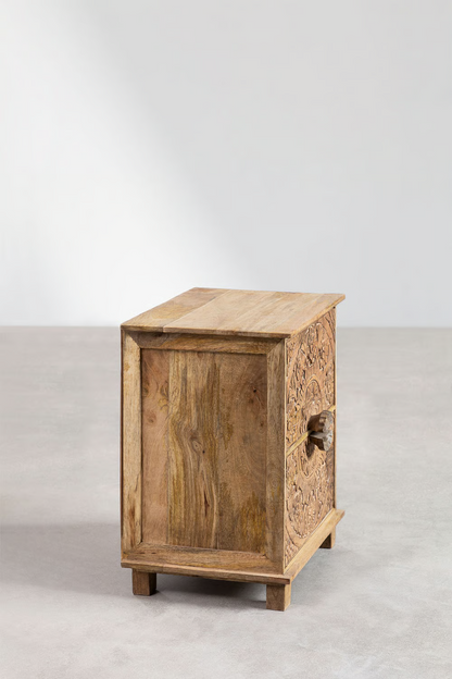 Mango Wood Nightstand with Drawers | Wooden Bedside Table - Agrima