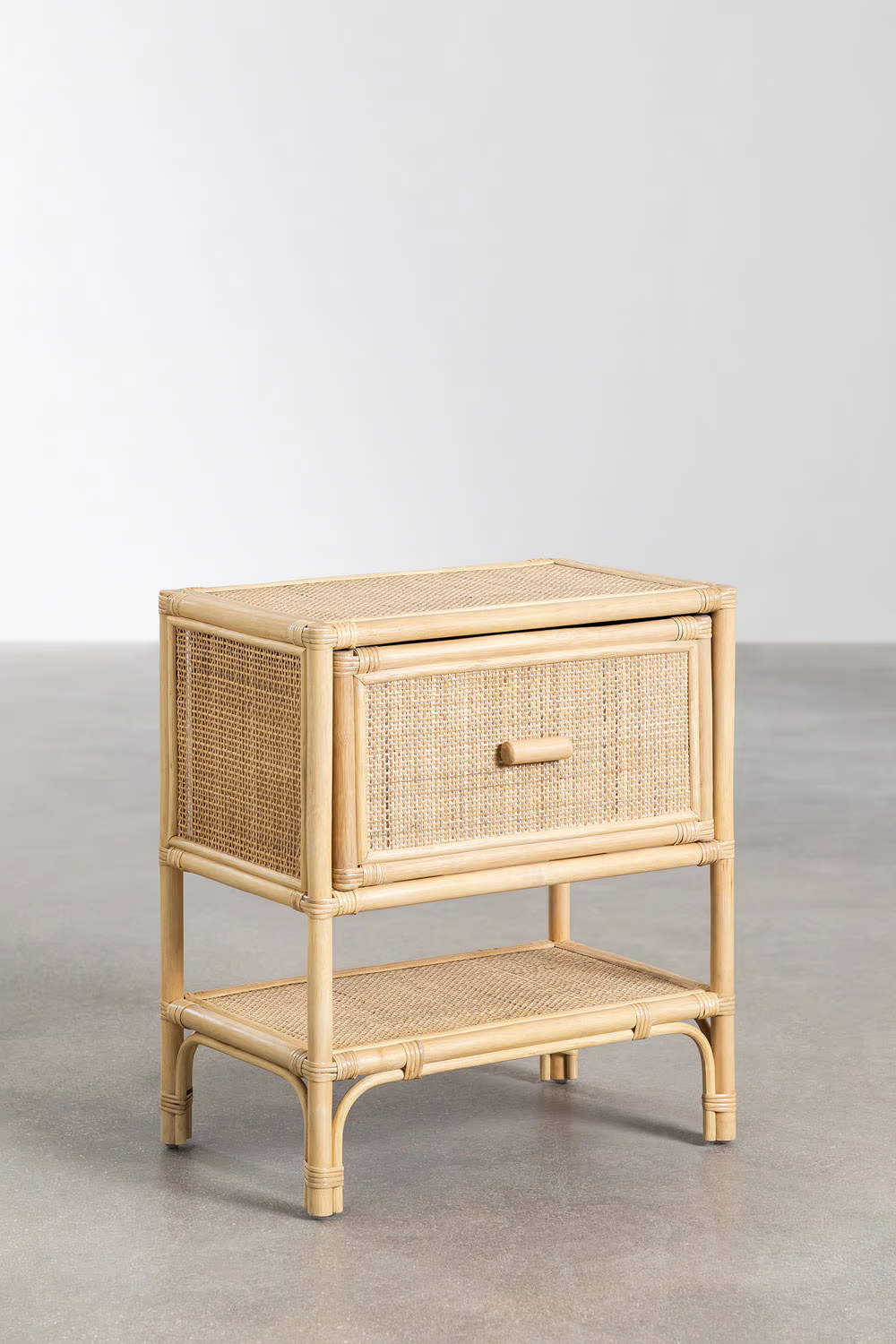 Rattan Bedside table | Wooden Bedside Table - Anahita - Akway