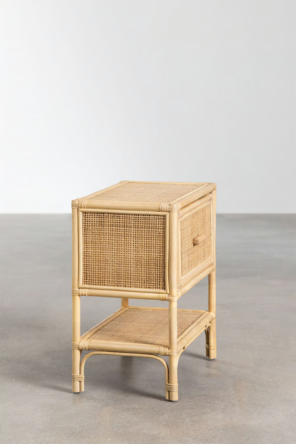 Rattan Bedside table | Wooden Bedside Table - Anahita - Akway