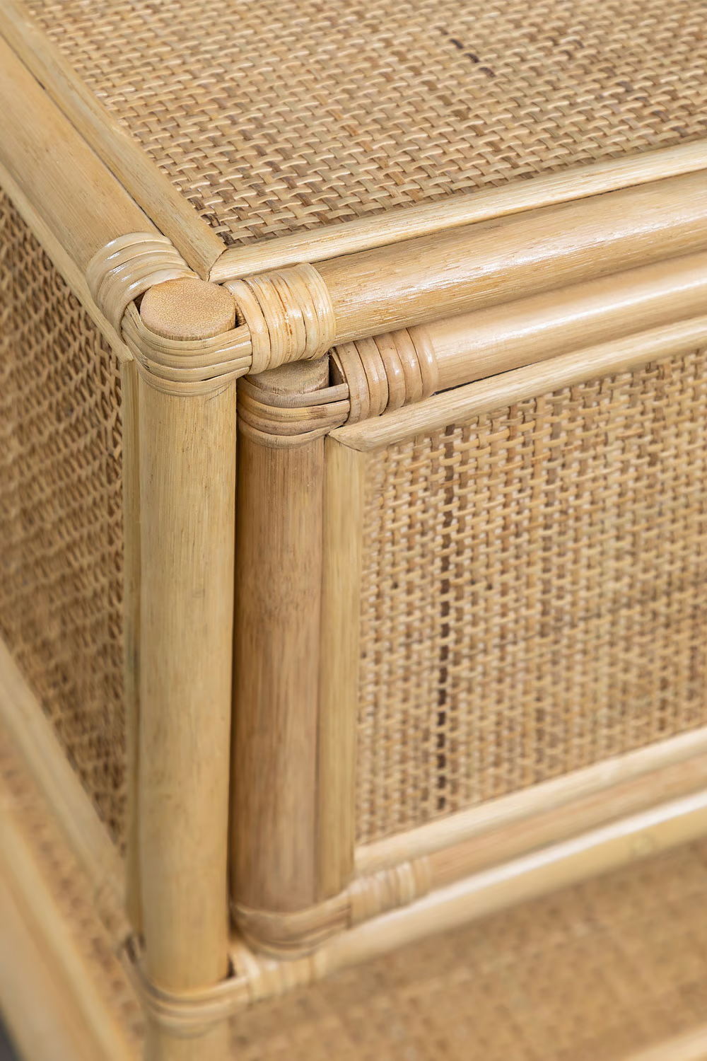 Rattan Bedside table | Wooden Bedside Table - Anahita - Akway