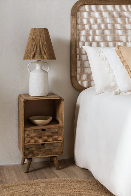 Mango Wood bedside table with storage  | Wooden Bedside Table - Aaravi