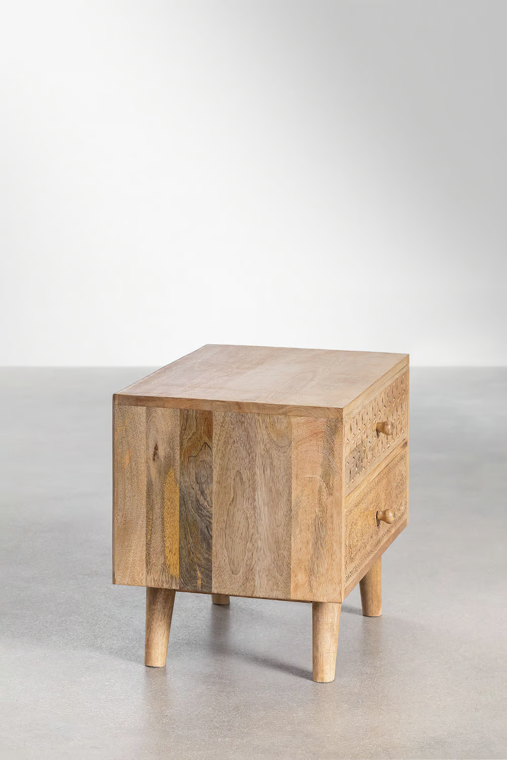 Mango Wood Nightstand Table | Wooden Bedside Table - Bhuvi - Akway