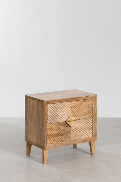 Mango Wood Nightstand Table | Wooden Bedside Table -Venus - Akway