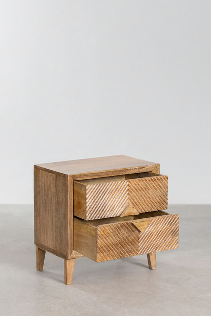 Mango Wood Nightstand Table | Wooden Bedside Table -Venus - Akway