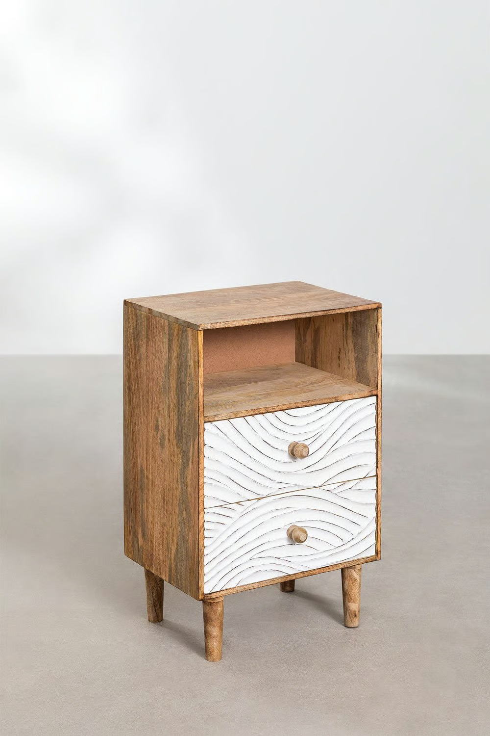 Mango Wood Nightstand Table | Wooden Bedside Table -Frankie - Akway