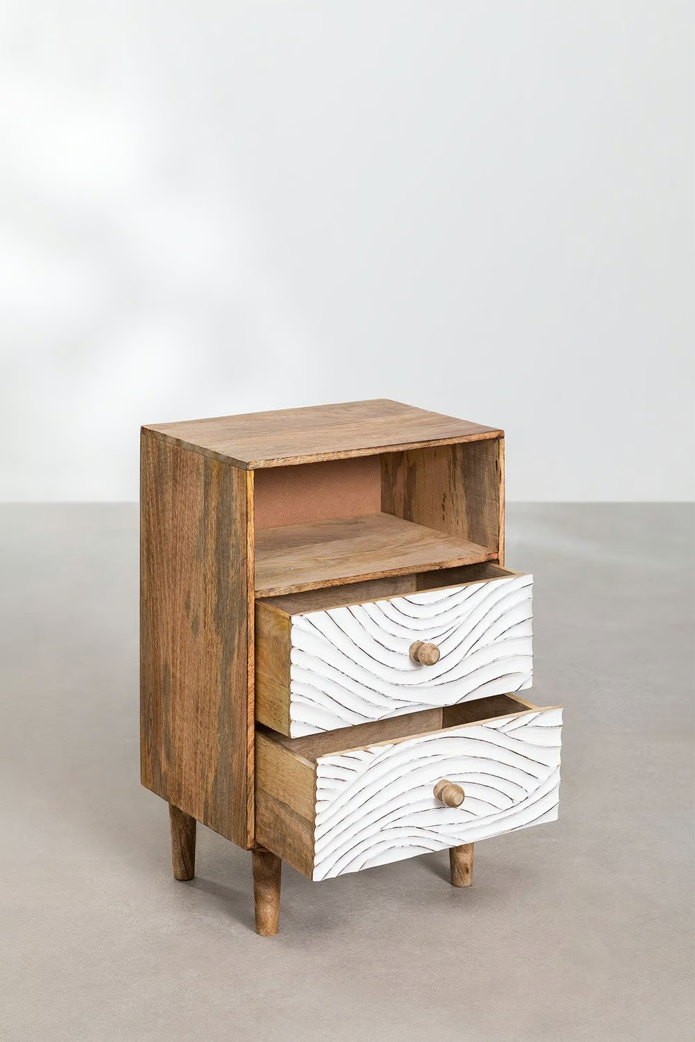 Mango Wood Nightstand Table | Wooden Bedside Table -Frankie - Akway