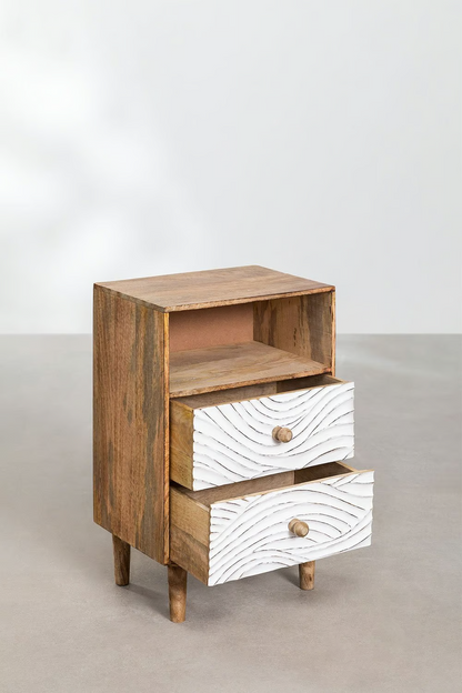 Mango Wood Nightstand Table | Wooden Bedside Table -Frankie - Akway