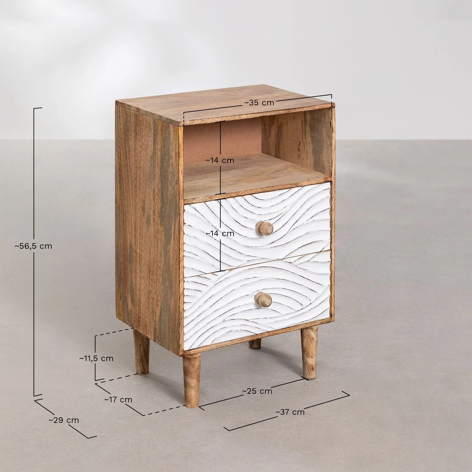 Mango Wood Nightstand Table | Wooden Bedside Table -Frankie - Akway