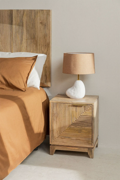 Mango Wood Nightstand Table | Wooden Bedside Table - Belle - Akway