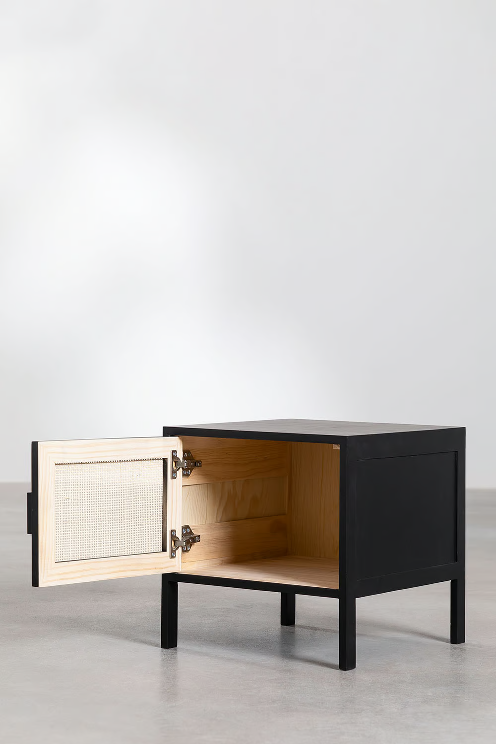 Rattan & Mango Wood Bedside Table | Wooden Bedside Table - Amara - Akway