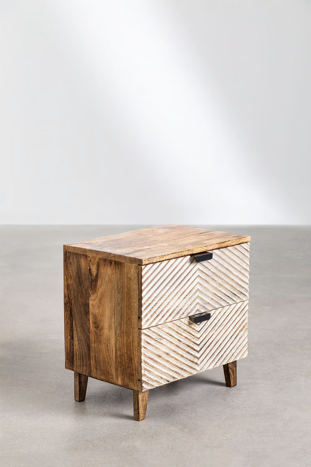 Mango Wood Nightstand Table | Wooden Bedside Table - Ingrid - Akway