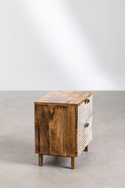 Mango Wood Nightstand Table | Wooden Bedside Table - Ingrid - Akway