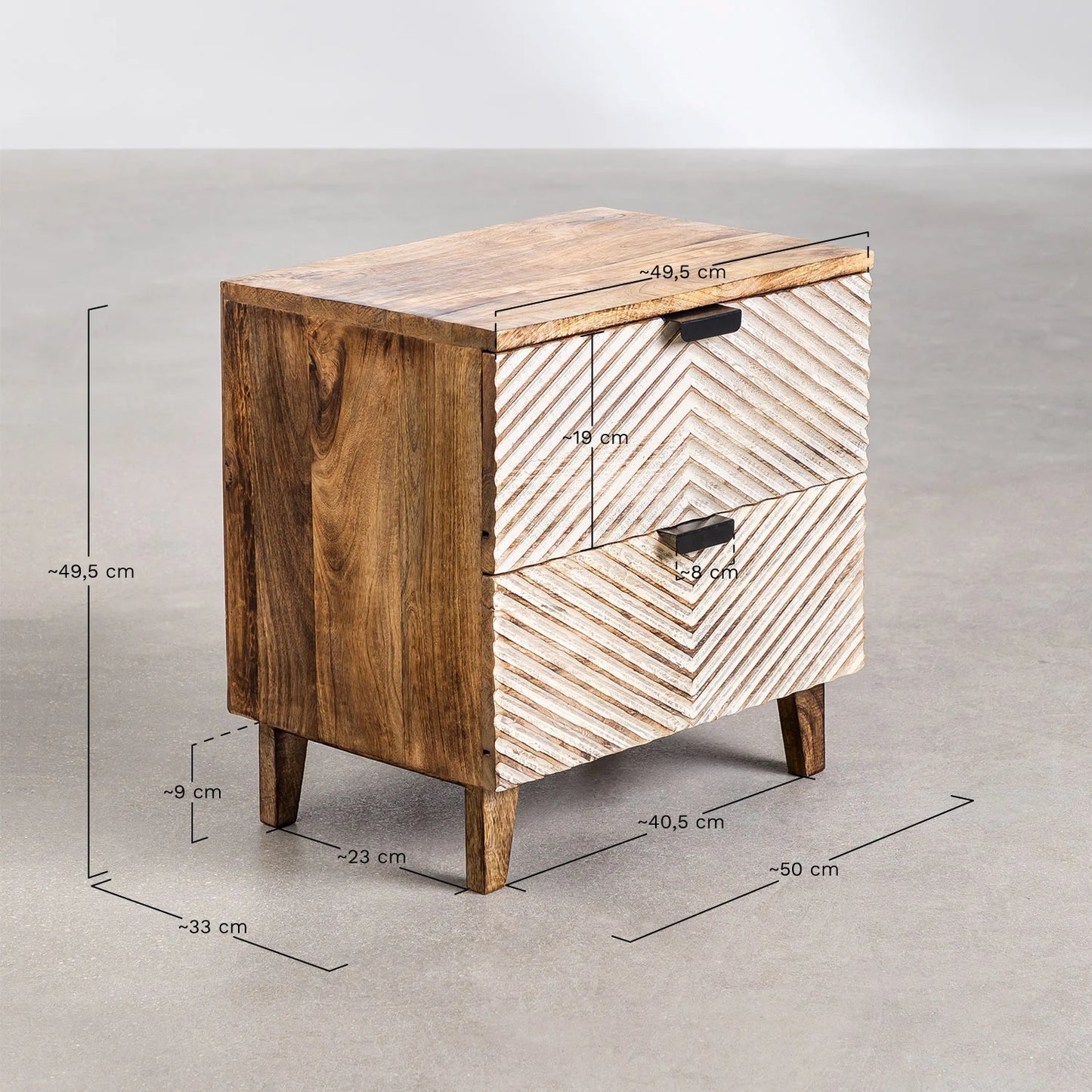 Mango Wood Nightstand Table | Wooden Bedside Table - Ingrid - Akway