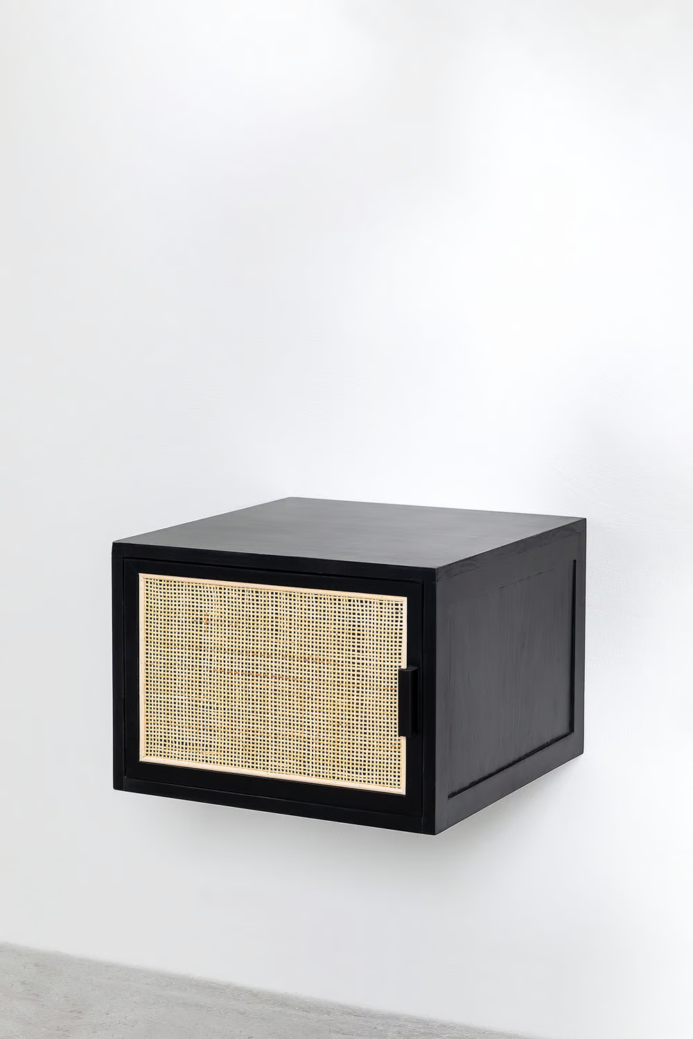 Rattan & Wood Wall-Mounted Bedside Table | Wooden Bedside Table - Gemma - Akway