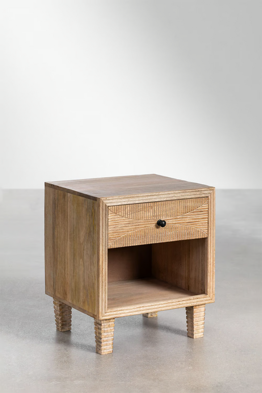 Mango Wood Bedside Table | Wooden Bedside Table - Piper - Akway