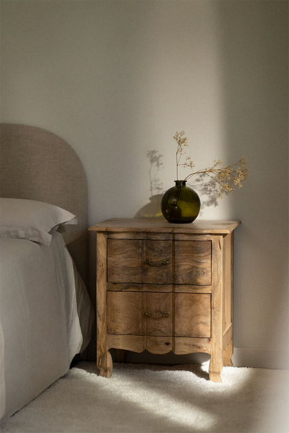 Mango Wood Bedside Table | Wooden Bedside Table - Ellison - Akway