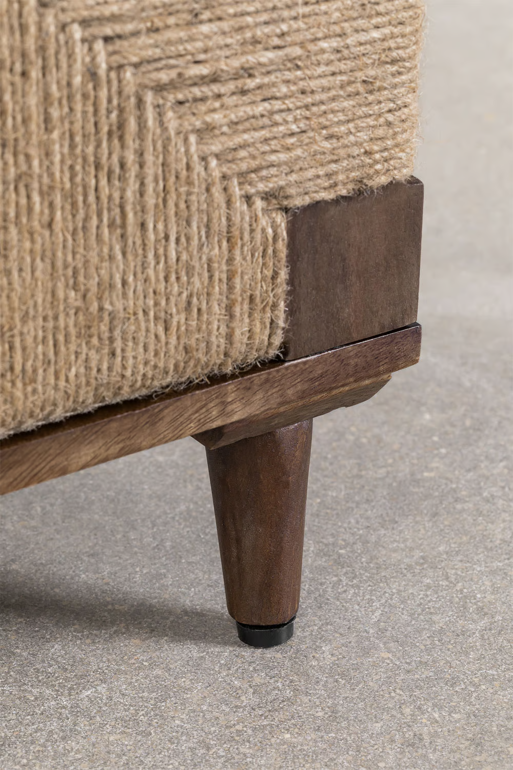 Mango Wood & Jute Bedside Table | Wooden Bedside Table - Daisy - Akway