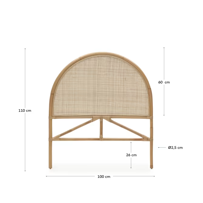 Rattan Headboard For Kids Bed | Cane Headboard | Wicker Headboard - Petra