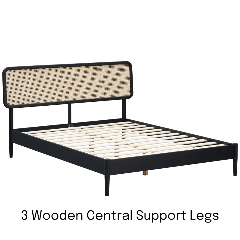 Solid Wood Rattan Bed For Bedroom | Cane Bed For Home -Alani