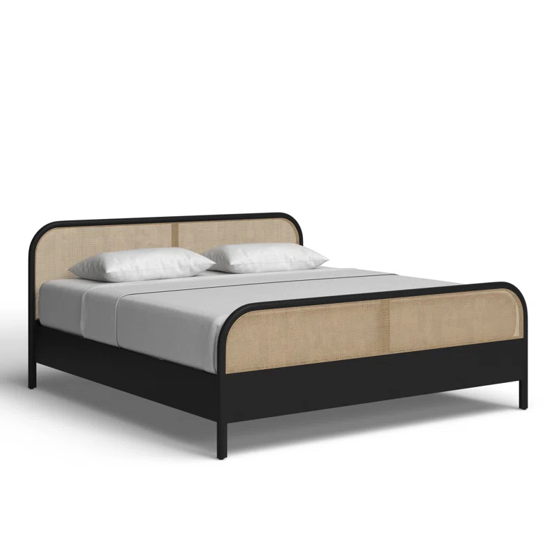 Solid Wood Rattan Bed For Bedroom | Cane Bed For Home -Tiya