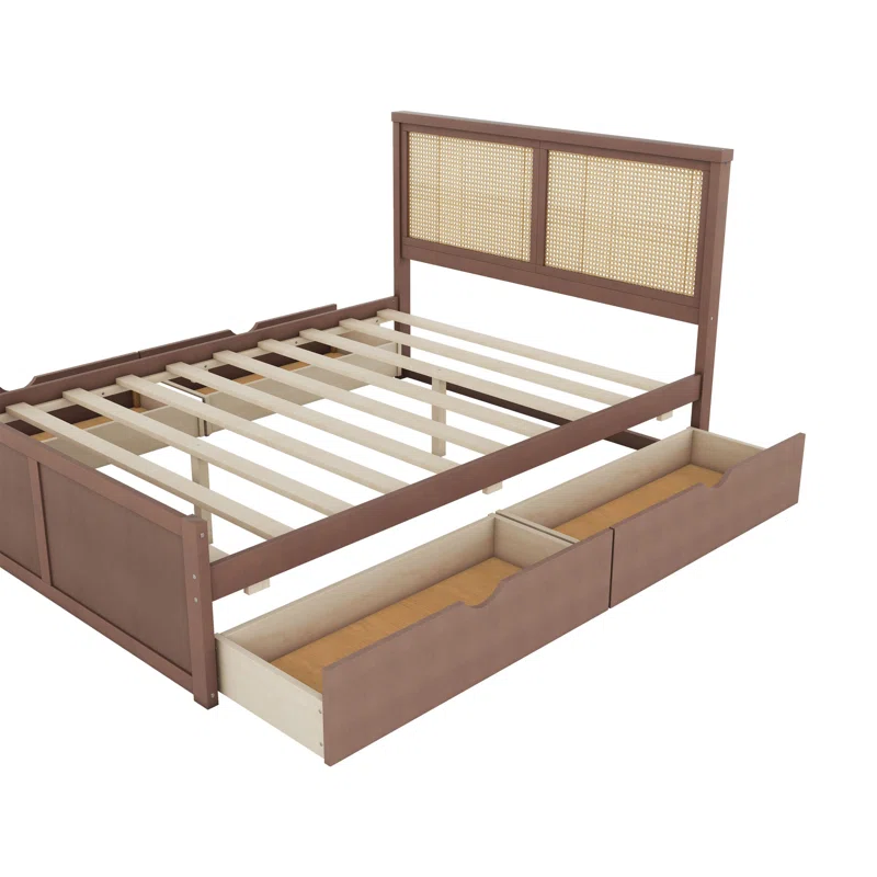 Solid Wood Rattan Bed For Bedroom | Cane Bed For Home -Divya