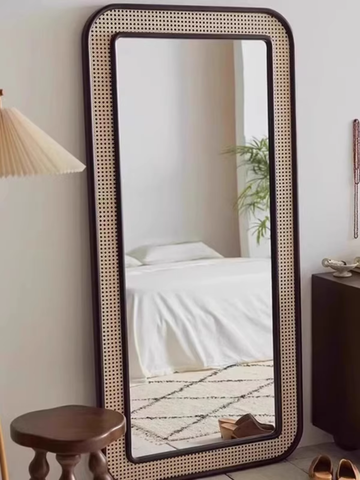 Bamboo Wall Mirror for living room | Cane Wall Mirror | Rattan Mirror -Abhaya - Akway