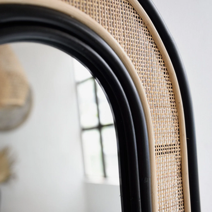 Bamboo Wall Mirror for living room | Cane Wall Mirror | Rattan Mirror -Minnie - Akway