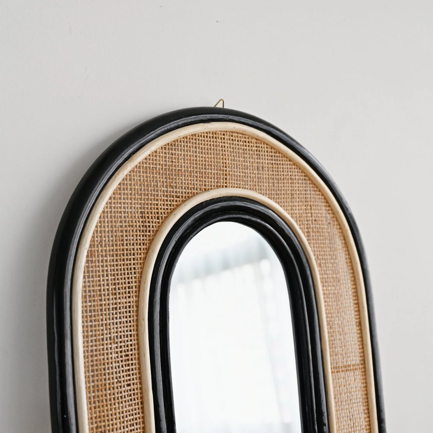 Bamboo Wall Mirror for living room | Cane Wall Mirror | Rattan Mirror -Minnie - Akway