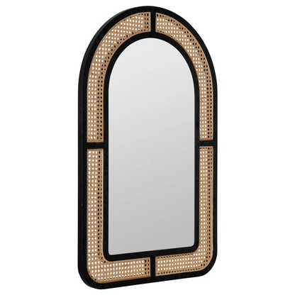 Bamboo Wall Mirror for living room | Cane Wall Mirror | Rattan Mirror - James - Akway