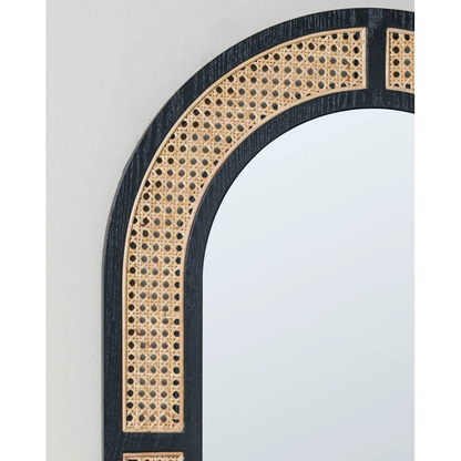 Bamboo Wall Mirror for living room | Cane Wall Mirror | Rattan Mirror - James - Akway