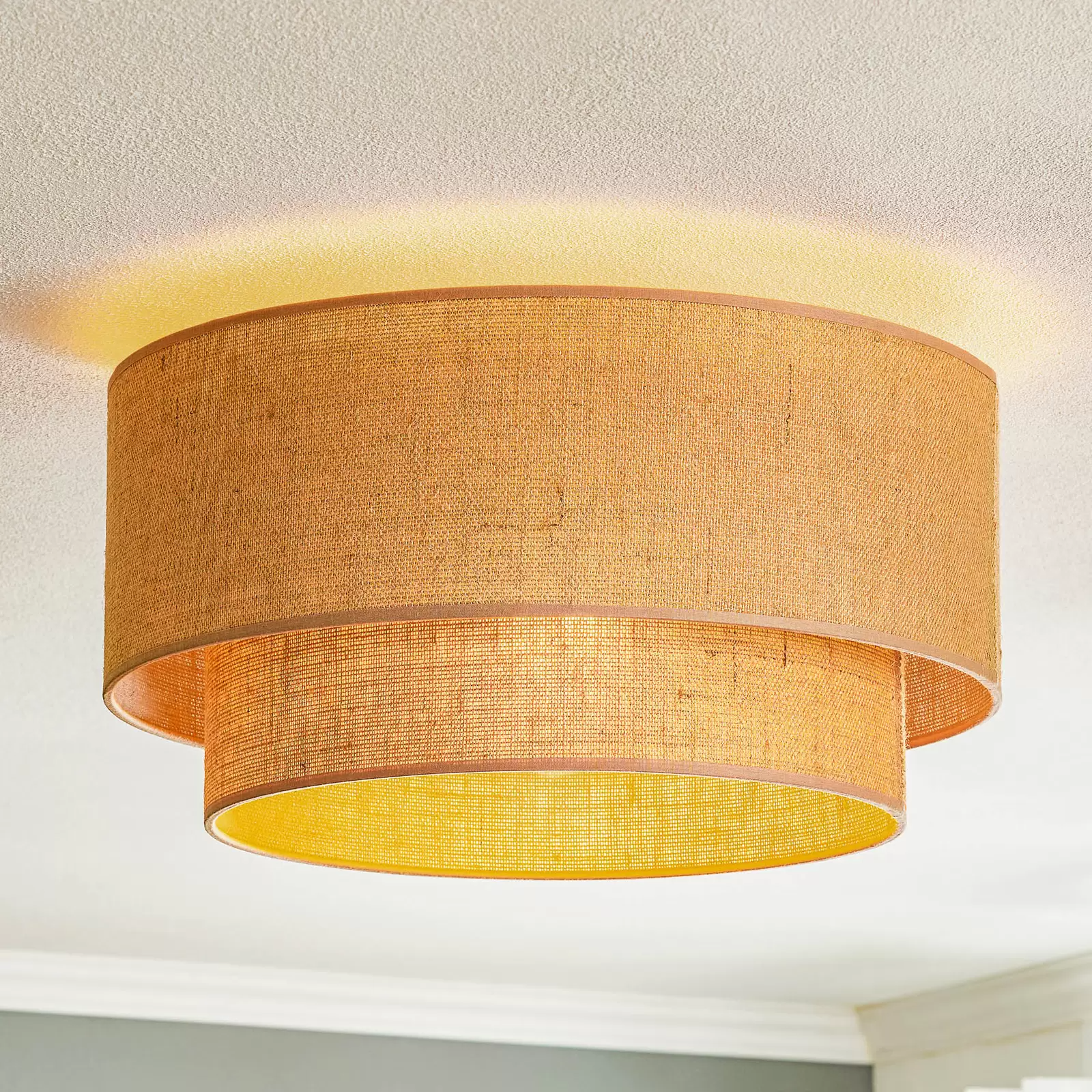 Jute Hanging lamp for Living Room | Jute Pendant light | Jute ceiling light -Tamish - Akway