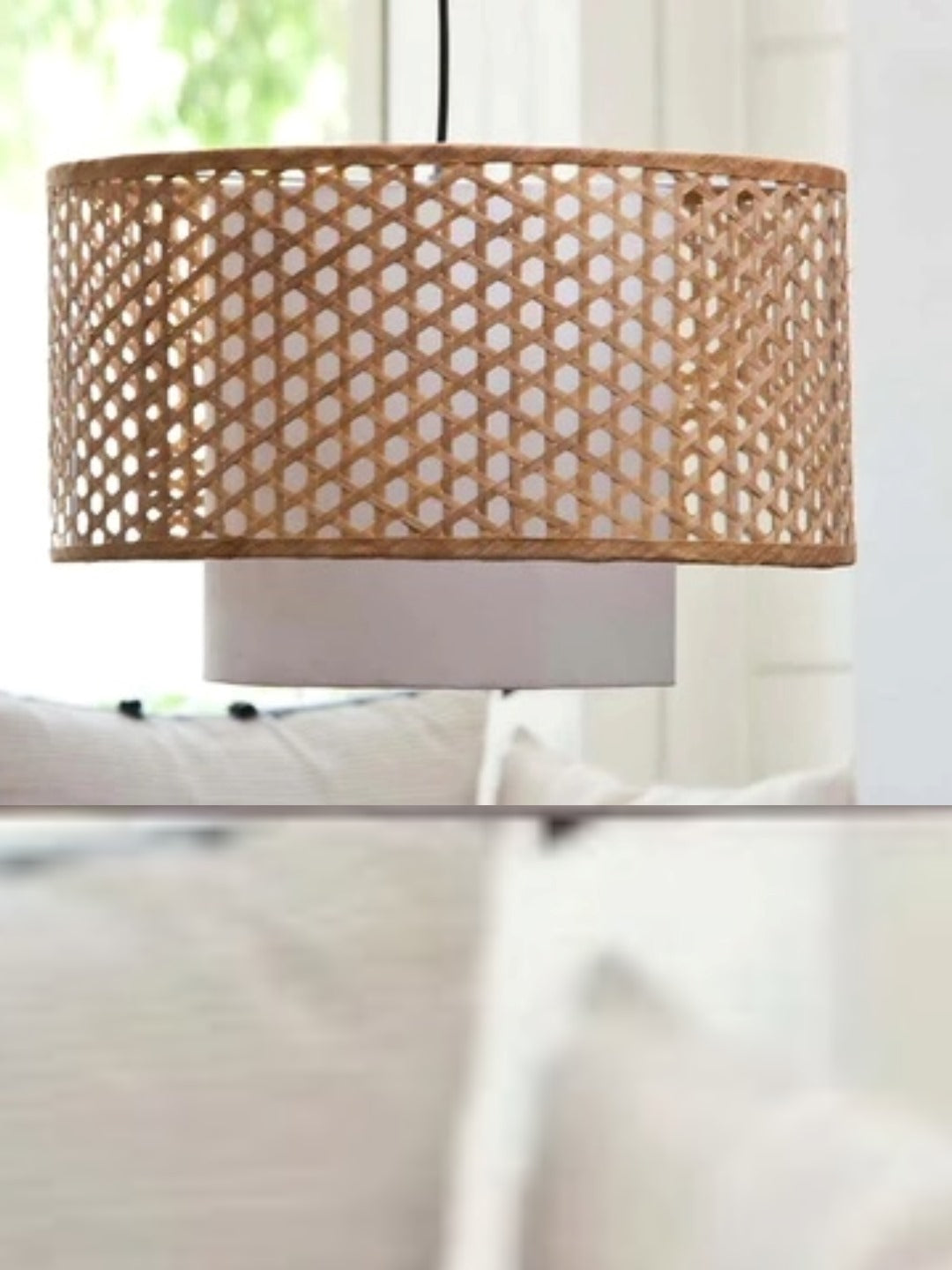 Bamboo Hanging lamp for Living Room | Rattan Pendant light | Cane ceiling light - Adrian - Akway