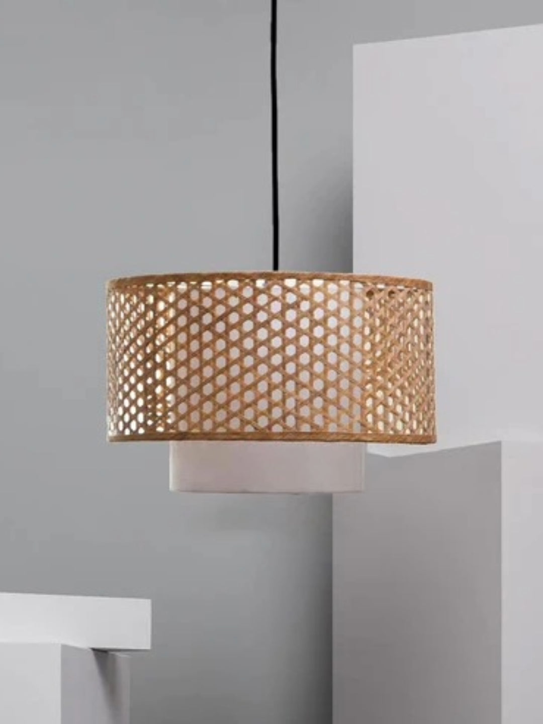 Bamboo Hanging lamp for Living Room | Rattan Pendant light | Cane ceiling light - Adrian - Akway