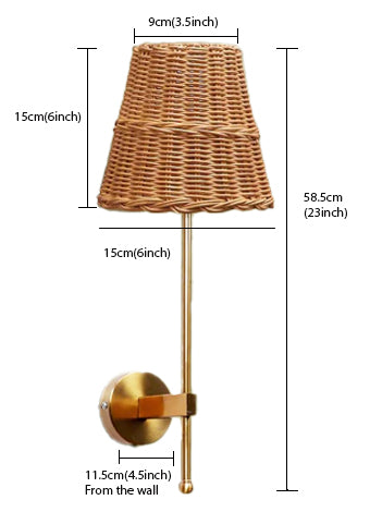 Cane Wall Light For Living Room | Bamboo Wall Lamp - Isha