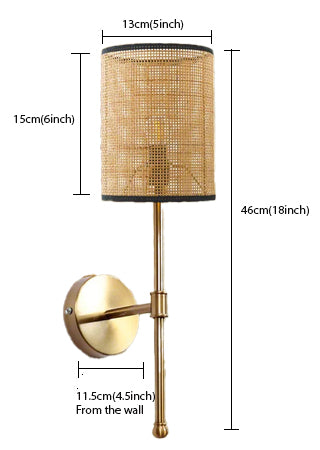 Cane Wall Light For Living Room | Bamboo Wall Lamp - Anika