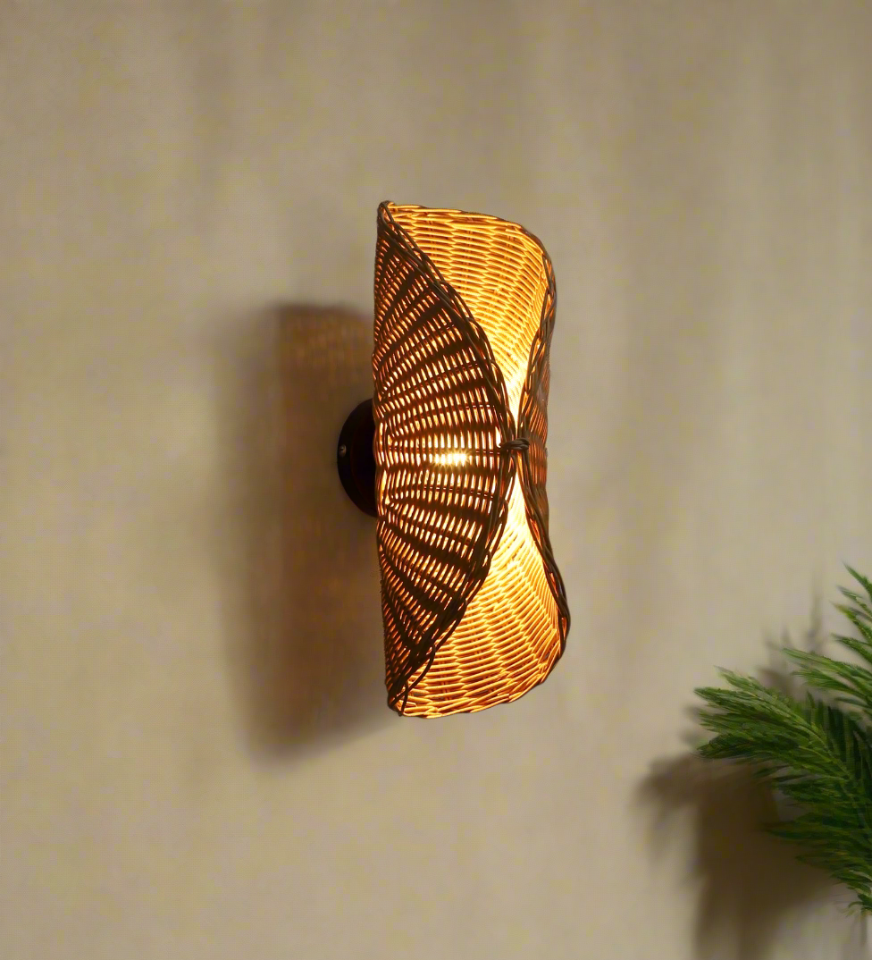 Rattan Wall Lamp For Living Room | Rattan Wall Light - Lavanya - Akway