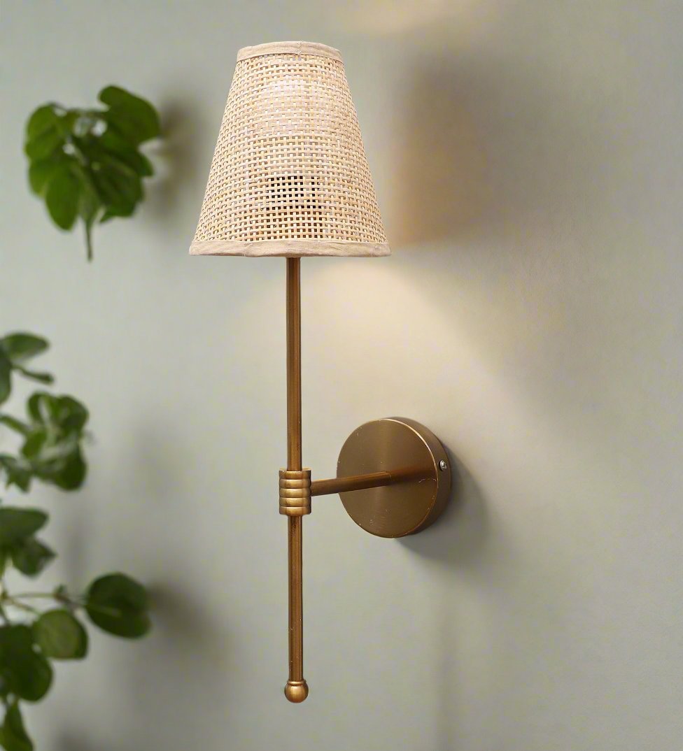 Bamboo Wall Lamp For Living Room | Rattan Wall Light - Kensley