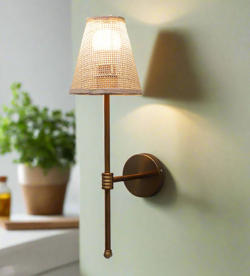 Bamboo Wall Lamp For Living Room | Rattan Wall Light - Kensley