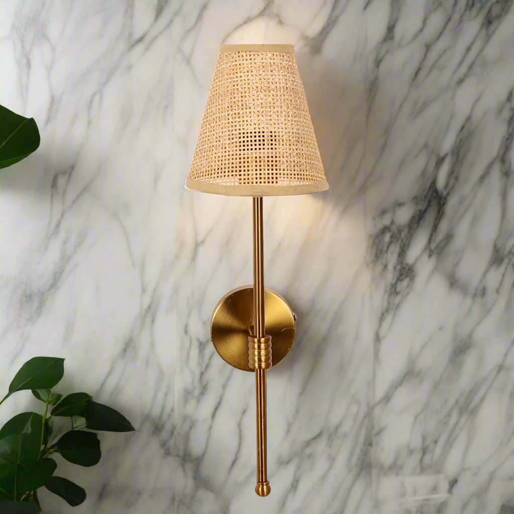 Bamboo Wall Lamp For Living Room | Rattan Wall Light - Kensley